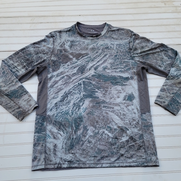 Realtree Shirt XL Mens Long Sleeve Performance Fishing Gray White Water Stretch - Picture 1 of 10